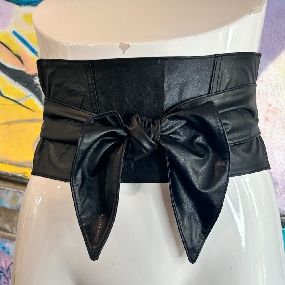 Faux Leather Corset-Obi Sash Belt